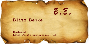 Blitz Benke névjegykártya